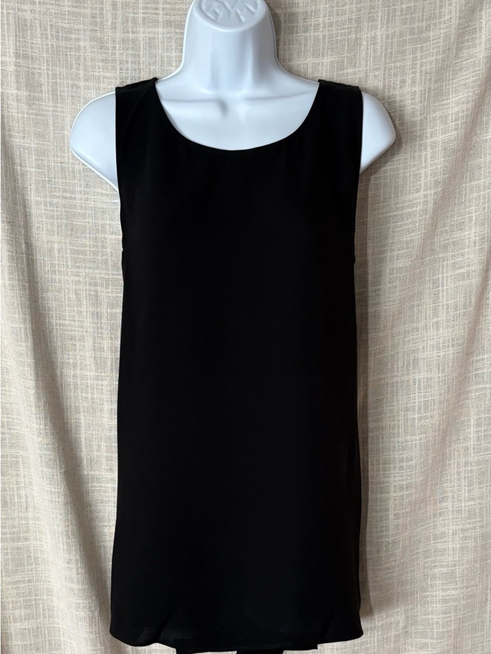 Lafayette 148 New York Black Silk Scoop Neck Sleeveless Tank Top Women's Size M